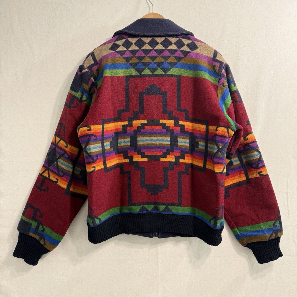 Vtg PENDLETON High Grade Western Southwestern Indian Blanket Coat Aztec Jacket M - Picture 2 of 13